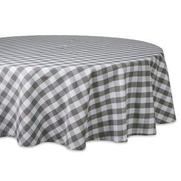 DII 70" Round Modern 100 Percent Cotton Checkers Tablecloth in Gray/White