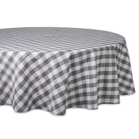 DII 70" Round Modern 100 Percent Cotton Checkers Tablecloth in Gray/White