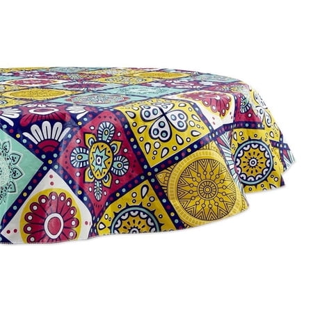 DII 70" Round Modern Fabric Morocco Summer Tablecloth in Multi-Color