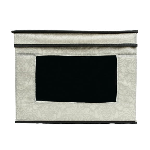 DII 8" Modern Fabric Saucer Damask Dish Storage in Beige/Black