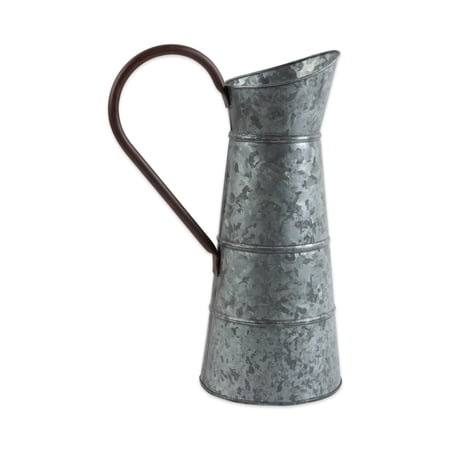 DII 8" Modern Style Galvanized Metal Pitcher in Silver Finish