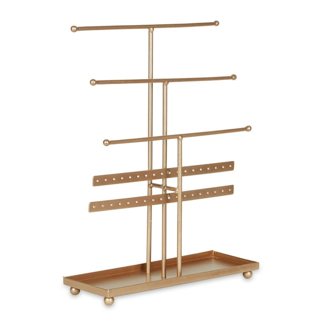 DII Accessory Organization Collection Jewelry Stand, 3 Tier Tower, Bright Bronze
