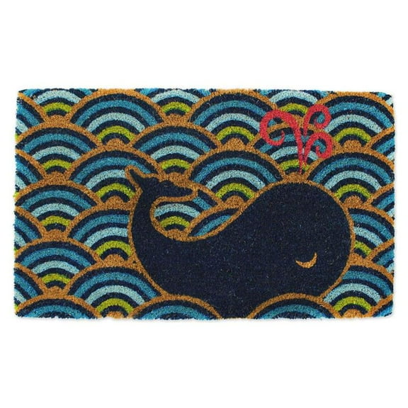 DII Animal Collection Natural Coir Doormat, 17x29", Whale