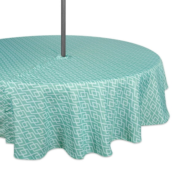 DII Aqua Diamond Outdoor Tablecloth With Zipper 52 Round