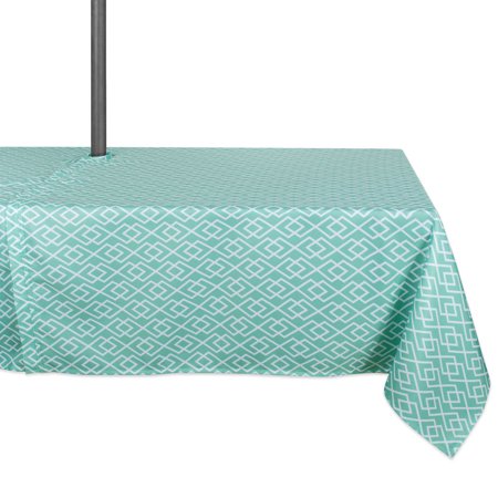 DII Aqua Diamond Tablecloth With Zipper, 60x120", 100% Polyester