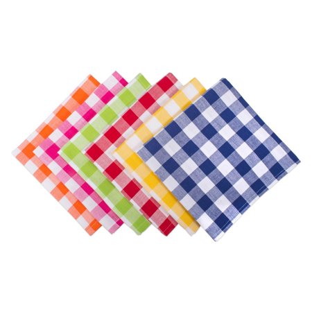 DII Assorted Checkers Napkin (Set of 6), 20x20", 100% Cotton