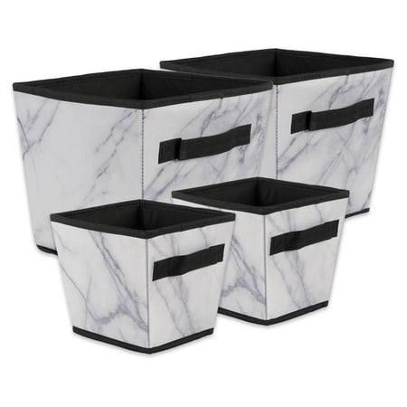 DII Assorted Marble Trapezoidal Laundry Bins, Set of 4, 100% Polyester, Multiple Colors