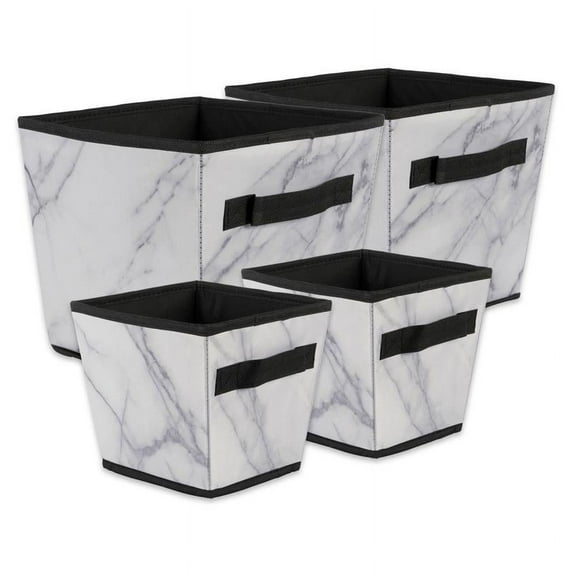DII Assorted Marble Trapezoidal Laundry Bins, Set of 4, 100% Polyester, Multiple Colors