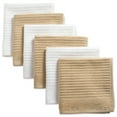 thumbnail image 1 of DII Modern Cotton Assorted Ribbed Terry Dishcloths in Pebble Beige (Set of 6), 1 of 6