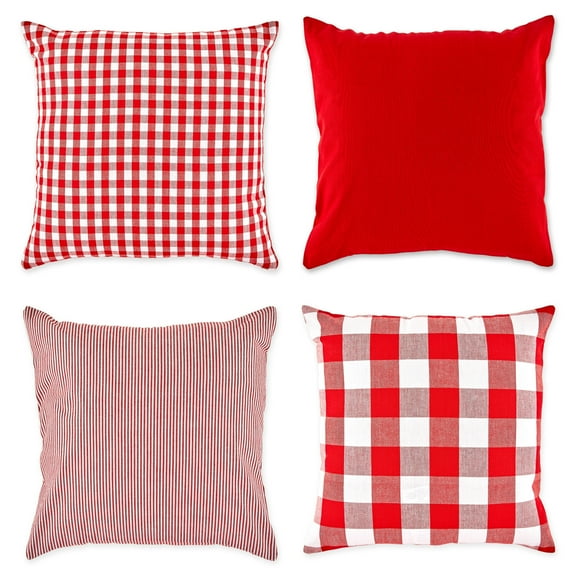 DII Assorted Red/White Pillow Cover 18x18 Set/4