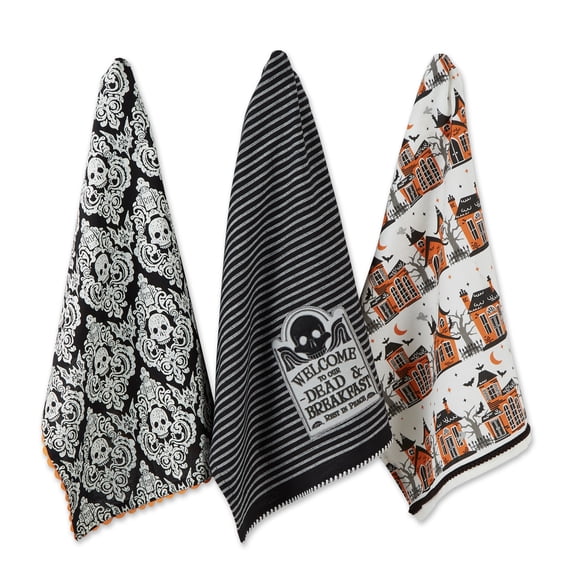 DII Asst Haunted Hallow Embellished Dishtowel (Set Of 3)