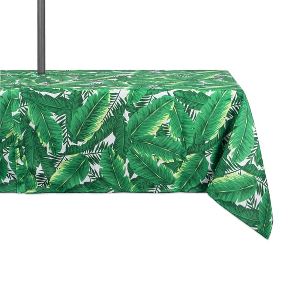 DII Banana Leaf Outdoor Tablecloth With Zipper, 60x84", 100% Polyester