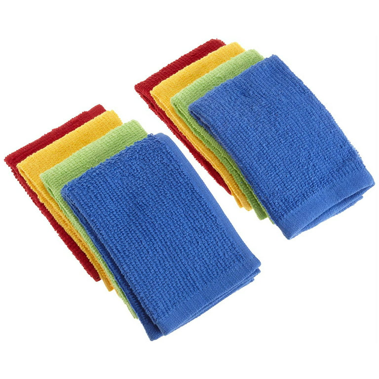 DII Bar Mop Cleaning Terrycloths (12 x 12, 8 pack) Cotton, Machine  Washable, Absorbent, Everyday Kitchen Basic Lint-free Dishcloths - Primary