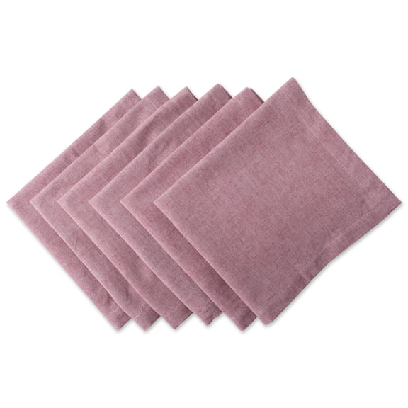 DII Barn Red Solid Chambray Napkin (Set of 6), 20x20", 100% Cotton