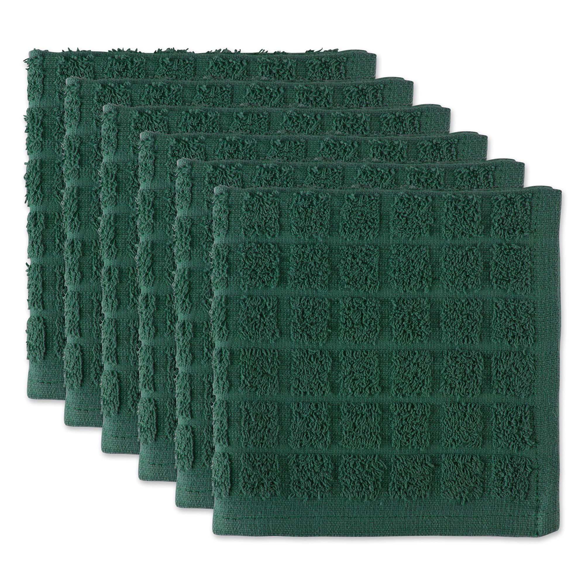 DII Basic Terry Cotton Chef Dishcloths - 12x12 Inch Eggplant Color, 6-Pack