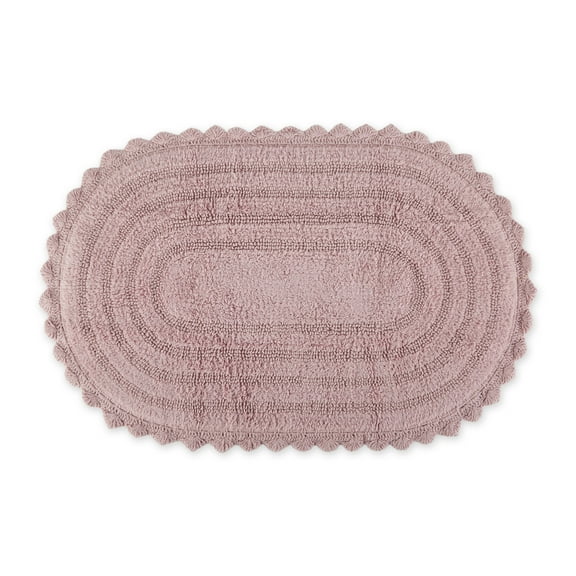 DII Bath Rugs Soft & Plush Oval Mauve Cotton Bath Mat, 21" x 34", Reversible