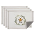 thumbnail image 1 of Contemporary Home Living Embroidered Bee Kind Reversible Cotton Placemats - 19"- White and Black-, 1 of 6
