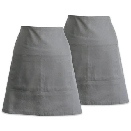 DII Bistro Solid Waist Apron Set/2 Gray