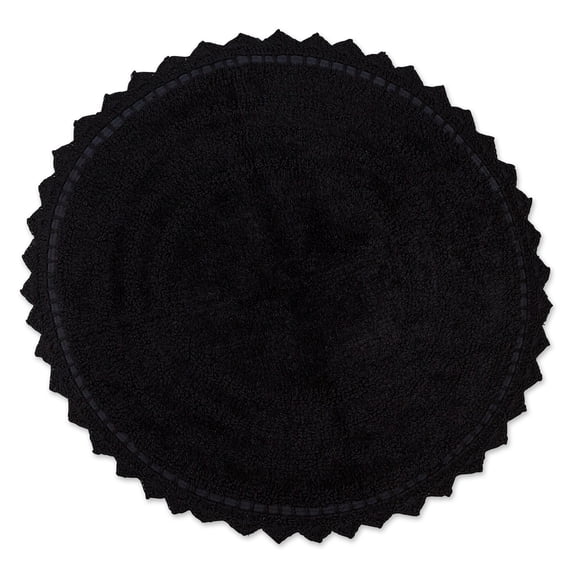 Contemporary Home Living 27.5" Solid Black Round Home Accessories Crochet Reversible Bath Mat