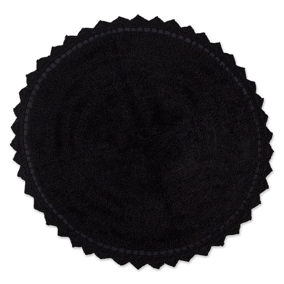 Contemporary Home Living 27.5" Solid Black Round Home Accessories Crochet Reversible Bath Mat