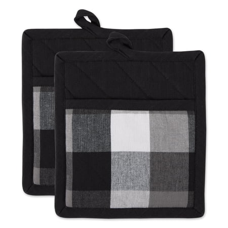 DII Black Tri Color Check Potholder (Set of 2)