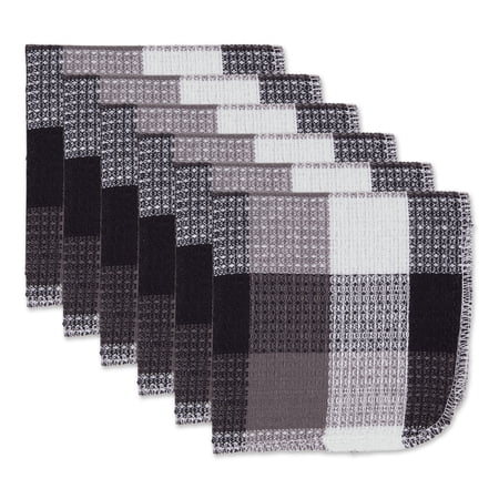DII Black Tri Color Check Scrubber Dishcloth (Set of 6)