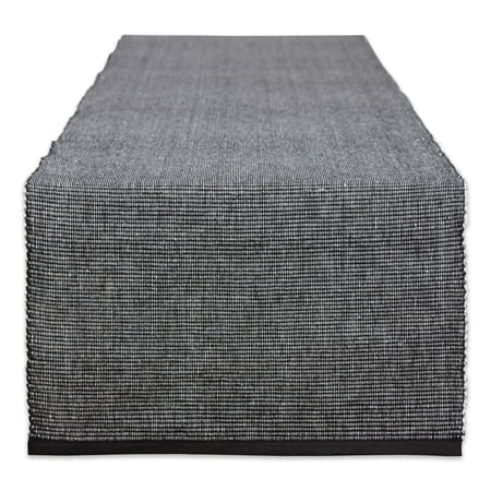 Contemporary Home Living Variegated Ribbed Cotton Table Runner - 108" - Black and White