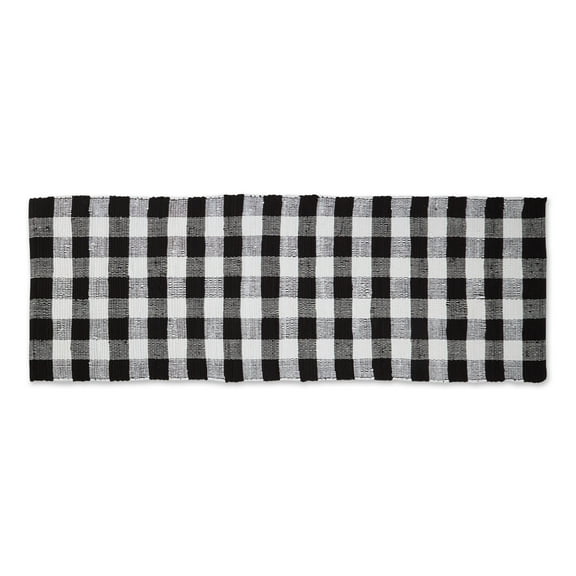 Black & White Buffalo Check Rag Rug 2ft 3inx6ft