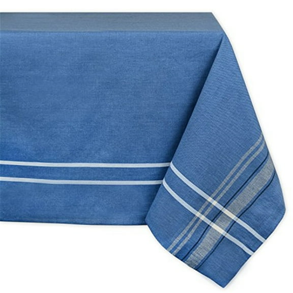 DII Blue French Chambray Tablecloth, 60x104", 100% Cotton