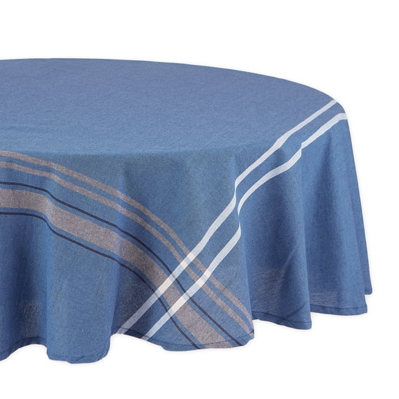 DII Blue French Chambray Tablecloth 70 Round, 100% Cotton