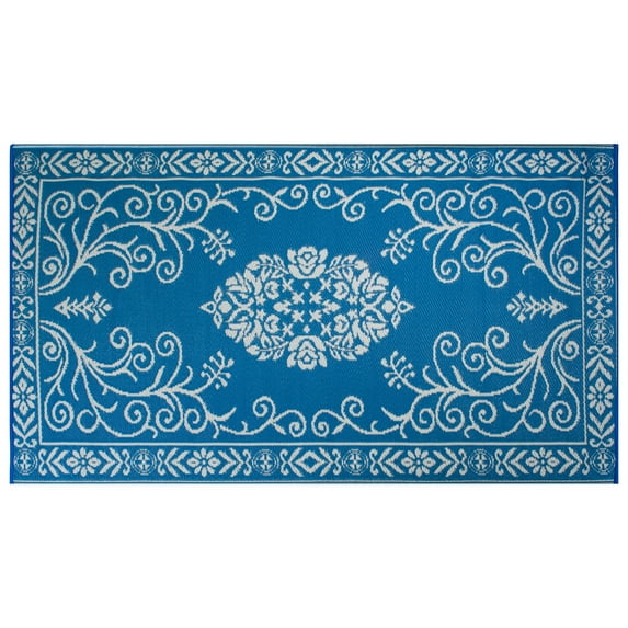 DII Blue Garden Floral Outdoor Rug
