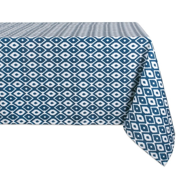 DII Blue Ikat Outdoor Tablecloth, 60x84", 100% Polyester