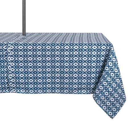 DII Blue Ikat Outdoor Tablecloth With Zipper, 60x84"