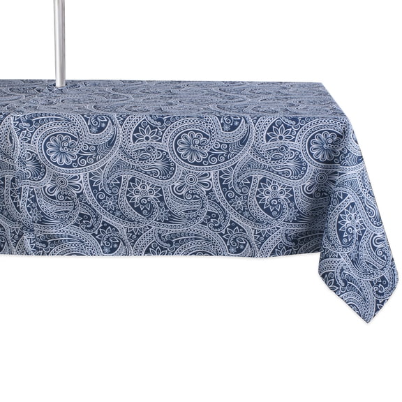 DII Blue Paisley Print Outdoor Tablecloth With Zipper 60x84