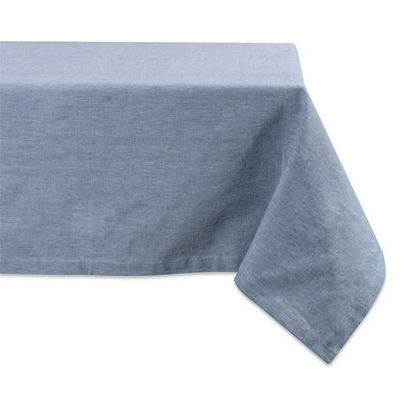 DII Blue Solid Chambray Tablecloth, 60x104", 100% Cotton
