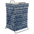 thumbnail image 1 of DII 11.5" Cotton Circles Stripes Metal Frame Laundry Basket in Blue/White, 1 of 8