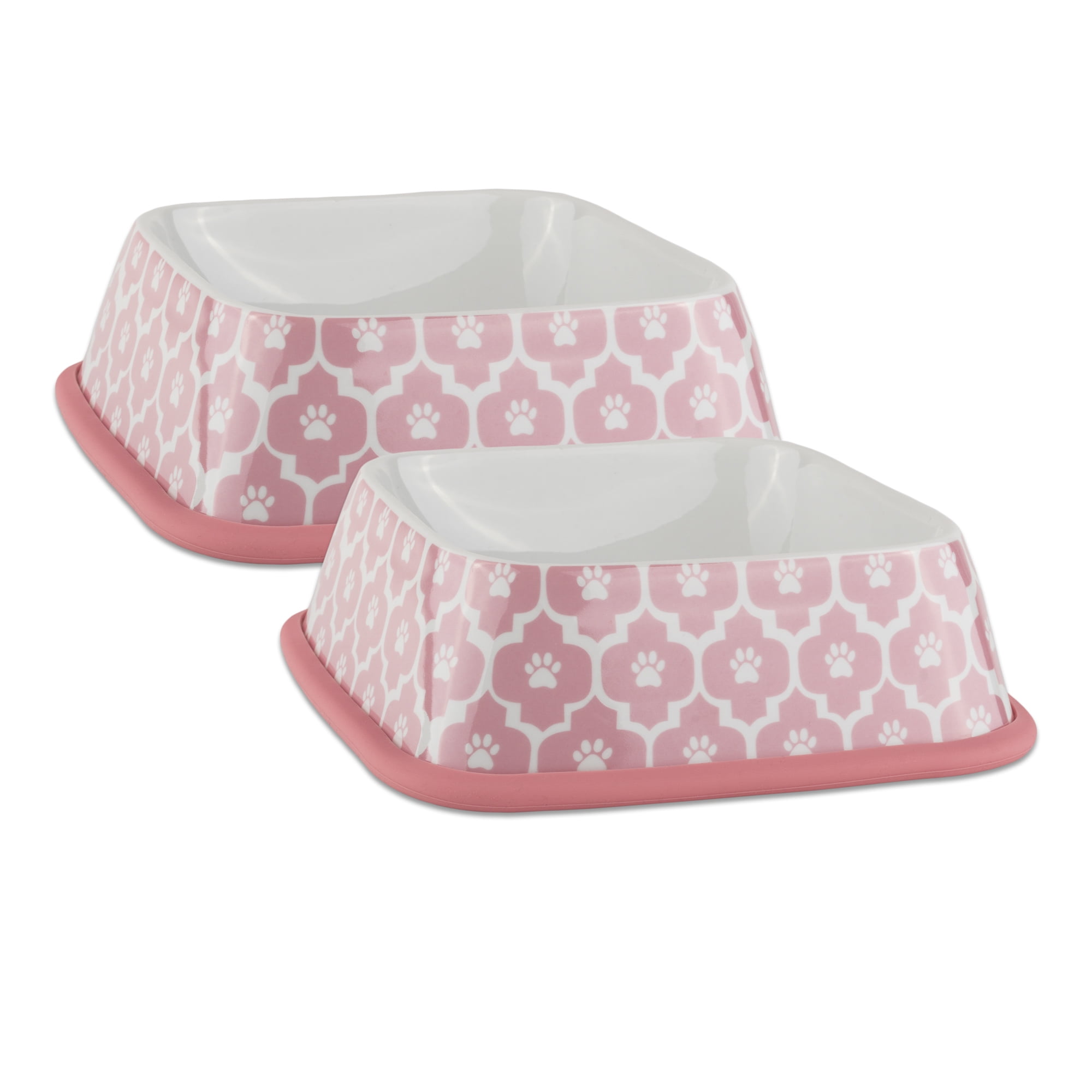 Square ceramic top dog bowls