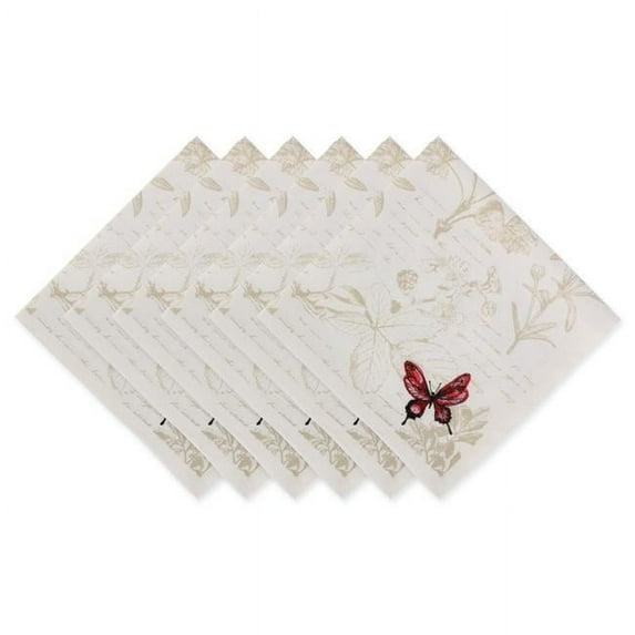 DII Botanical Print Kitchen Textiles, 20x20", Botanical Butterfly, 6 Pieces