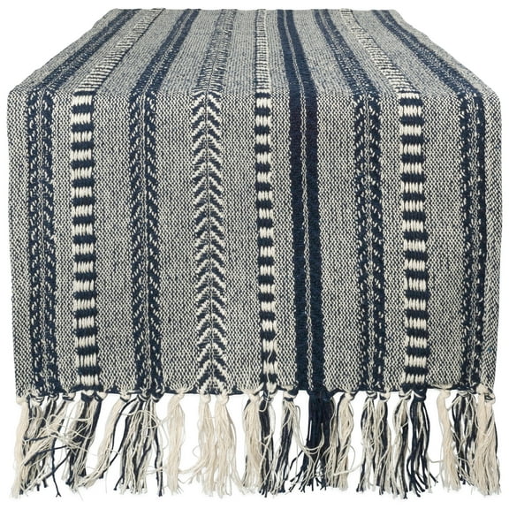 DII Braided Stripe Jacquard Fringe Table Runner