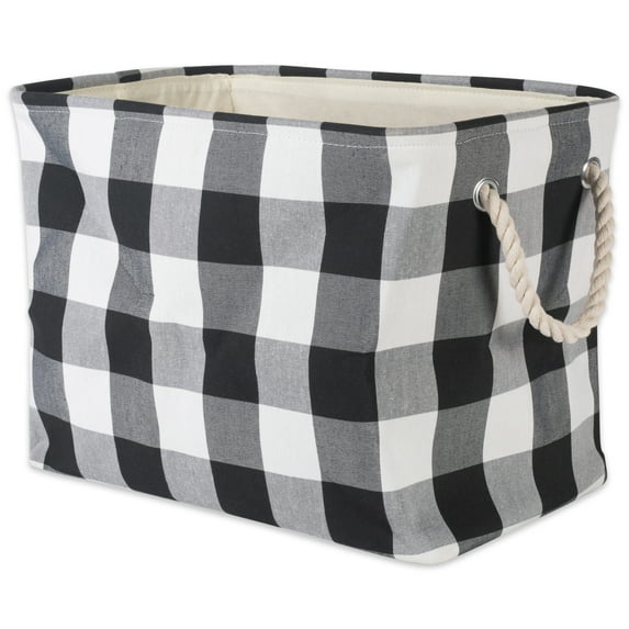 DII Buffalo Check Storage Bin with Handles, Medium Rectangle, 16x10x12", Black & White