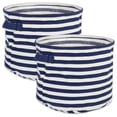 thumbnail image 1 of DII Round Modern Woven Cotton Small Stripe Laundry Bin in Blue (Set of 2), 1 of 4