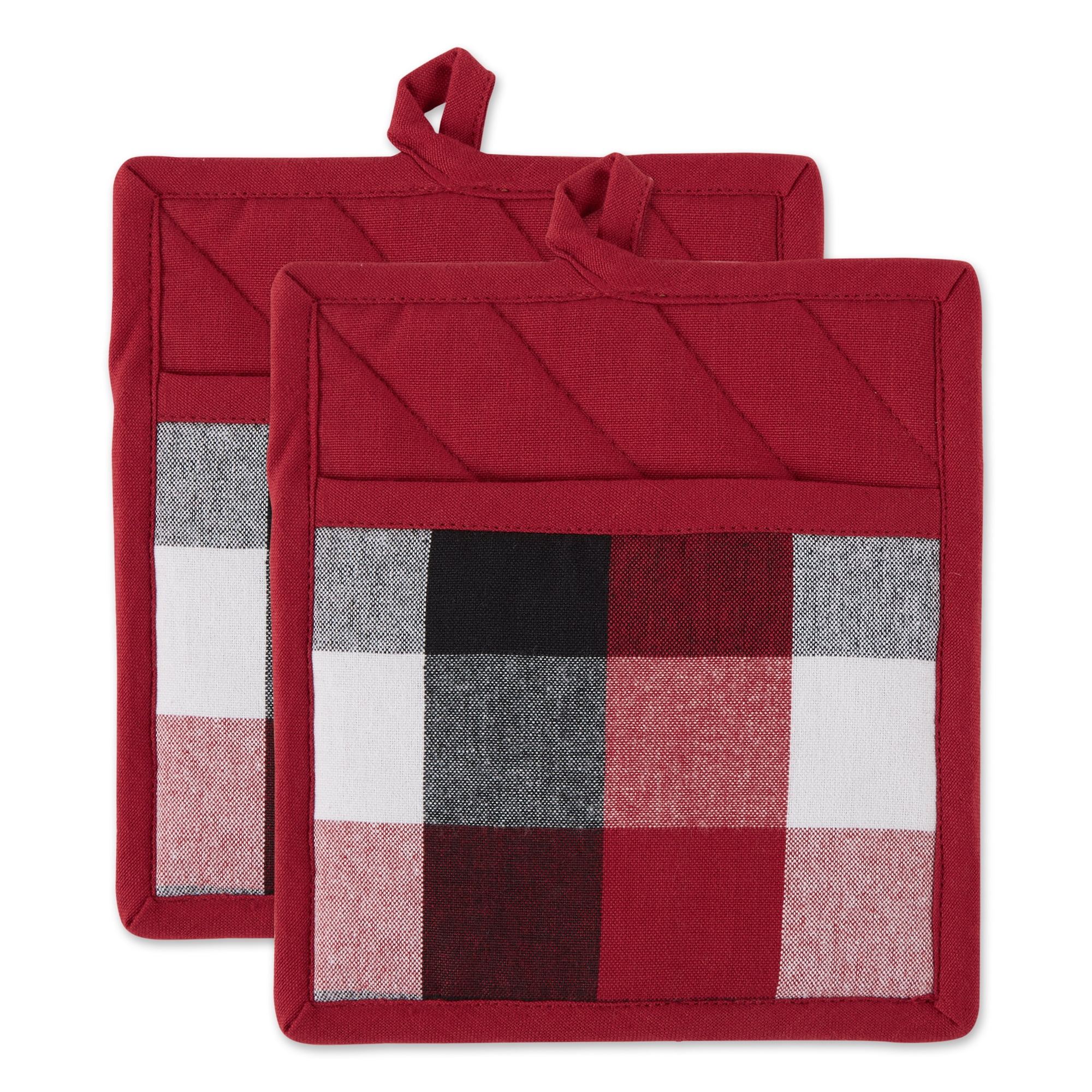 DII Cardinal Red Tri Color Check Dishtowel (Set of 3)