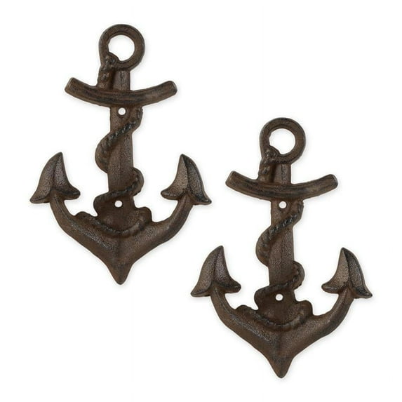 DII Cast Iron Collection Decorative Wall Hook Set, Anchor/Rope, 2 Count