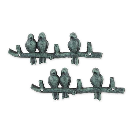 DII Cast Iron Collection Decorative Wall Hook Set, Birds on a Branch, 2 Count