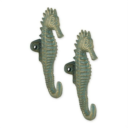 DII Cast Iron Collection Decorative Wall Hook Set, Seahorse Hook, 2 Count