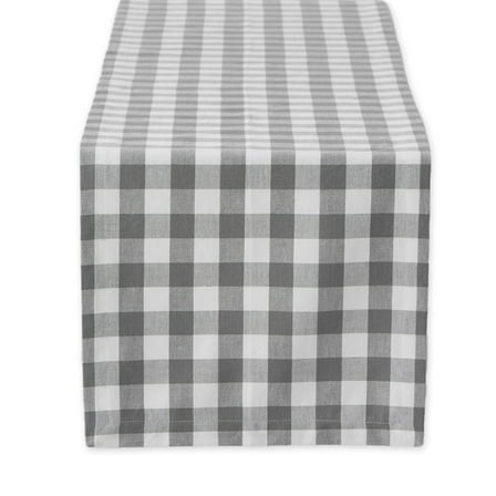 DII Checkered Cotton Table Runner, Gray/White, 14" W x 72" L