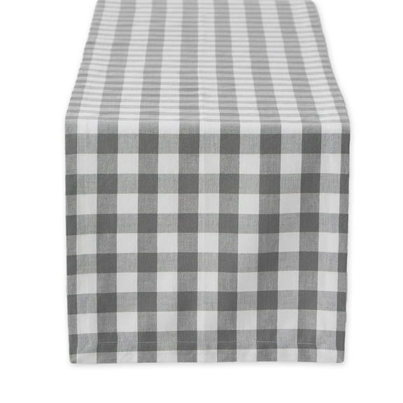 DII Checkered Cotton Table Runner, Gray/White, 14" W x 72" L