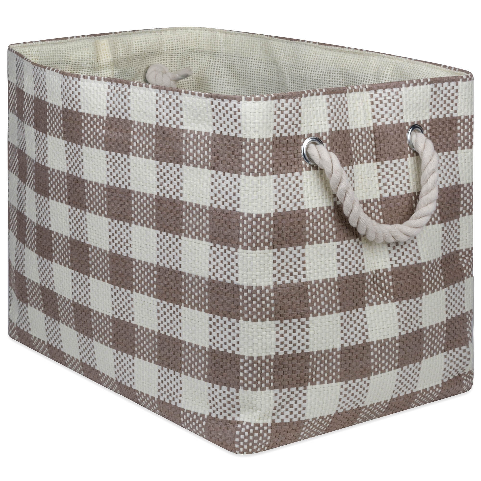 DII Checkers Decorative Bin, Medium, Woven Paper, Multiple Colors/Sizes