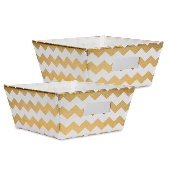 DII Polyester Bin Chevron Gold Trapezoid (Set of 2)