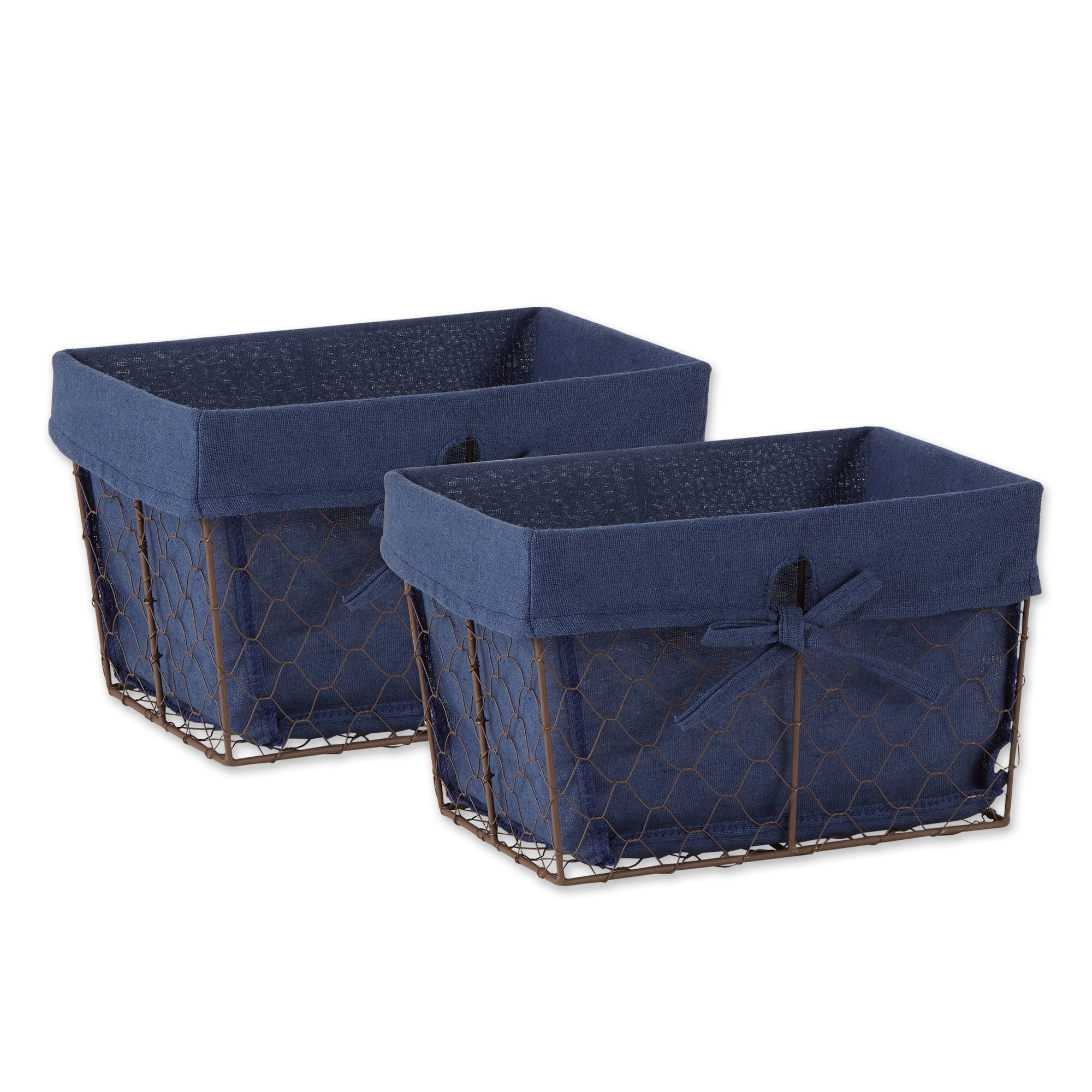 DII Chicken Wire Storage Baskets with Liner, Medium, Vintage Black Check, 11x7.88x7", 2 Piece